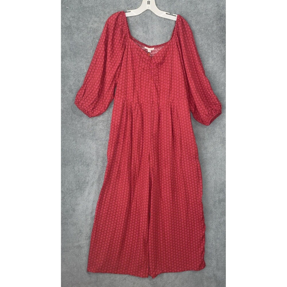 Knox Rose Jumpsuit Womens Large Wide Leg‎ Crop Boho Hippie Festval Cottagecore